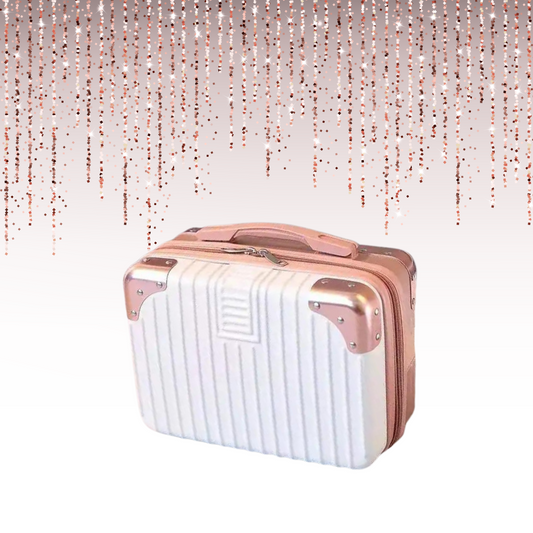 14 inch Hard Cover Travel Case in White & Rose Gold